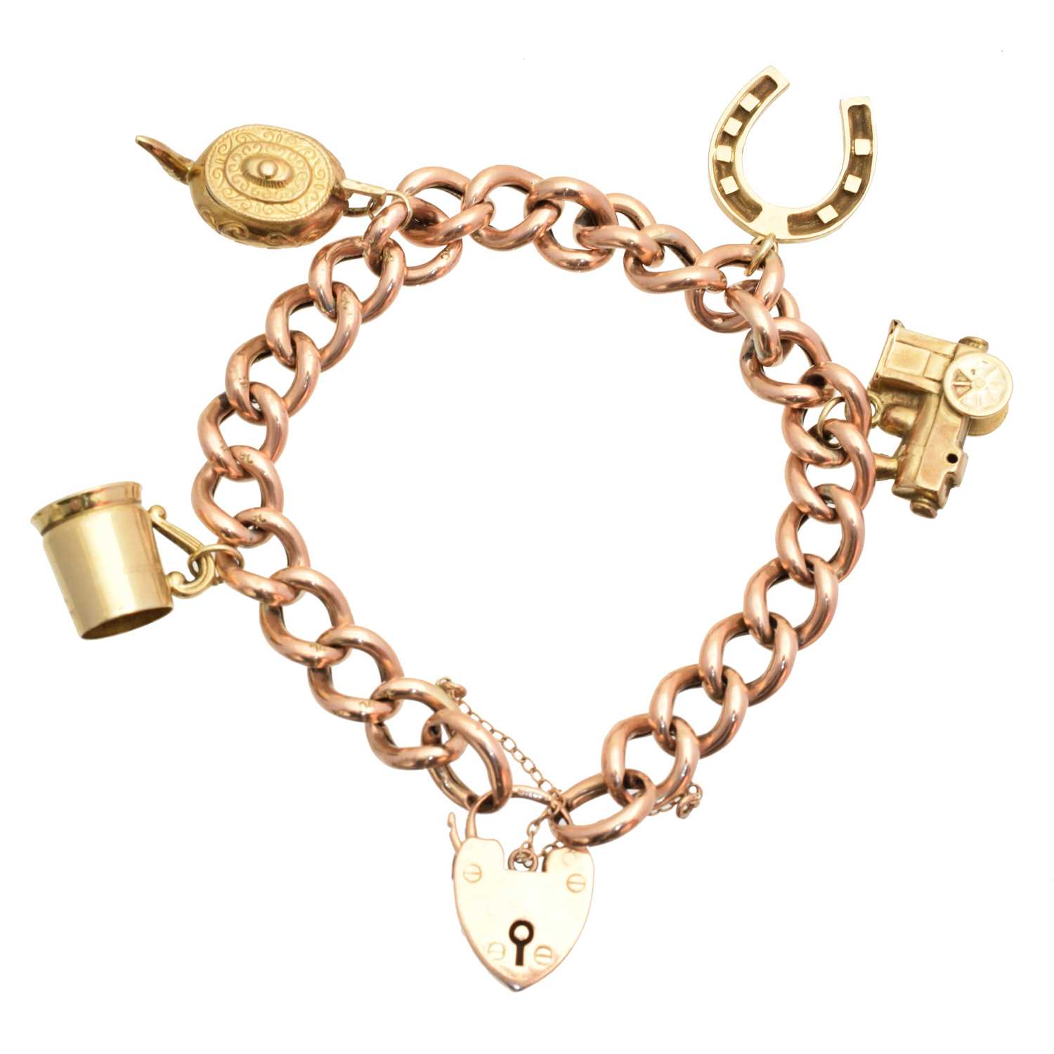 Lot 5 - A 9ct gold charm bracelet