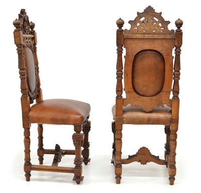 Lot 313 - A set of eight mid-19th-century continental carved oak single dining chairs