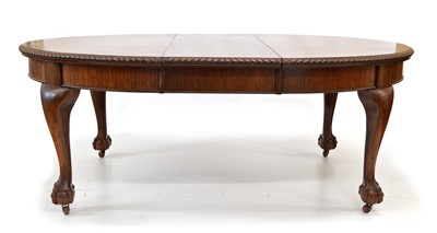 Lot 278 - Late 19th-century mahogany extending dining table and chairs.