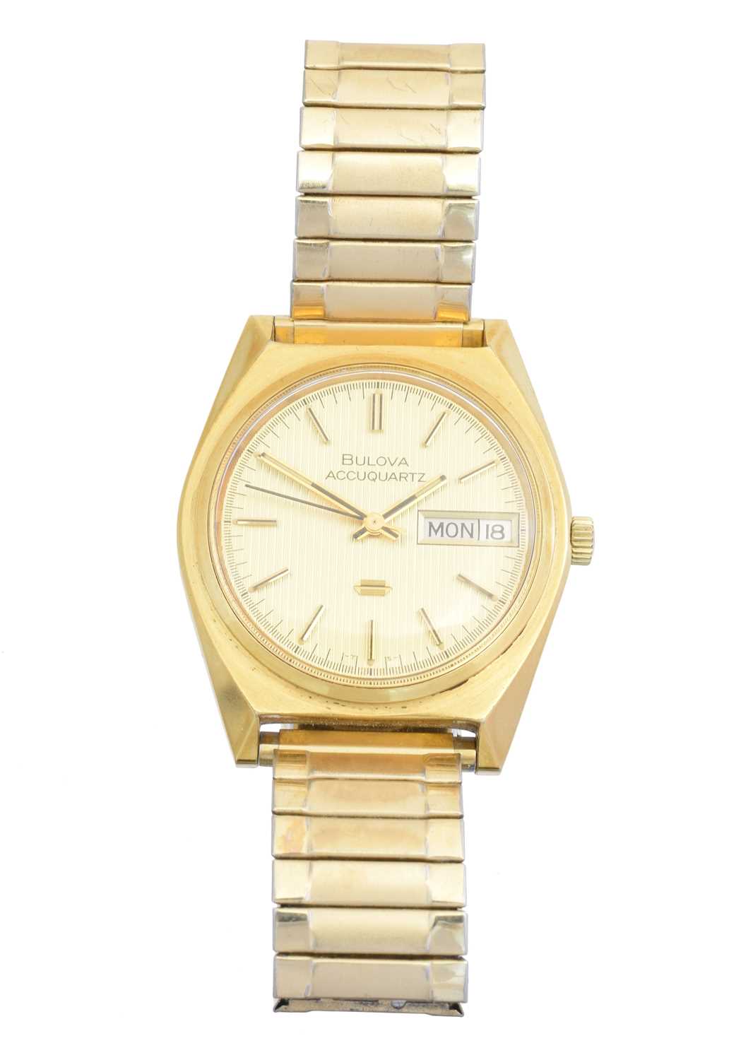 Lot 52 - A gold plated and stainless steel Bulova Accuquartz watch