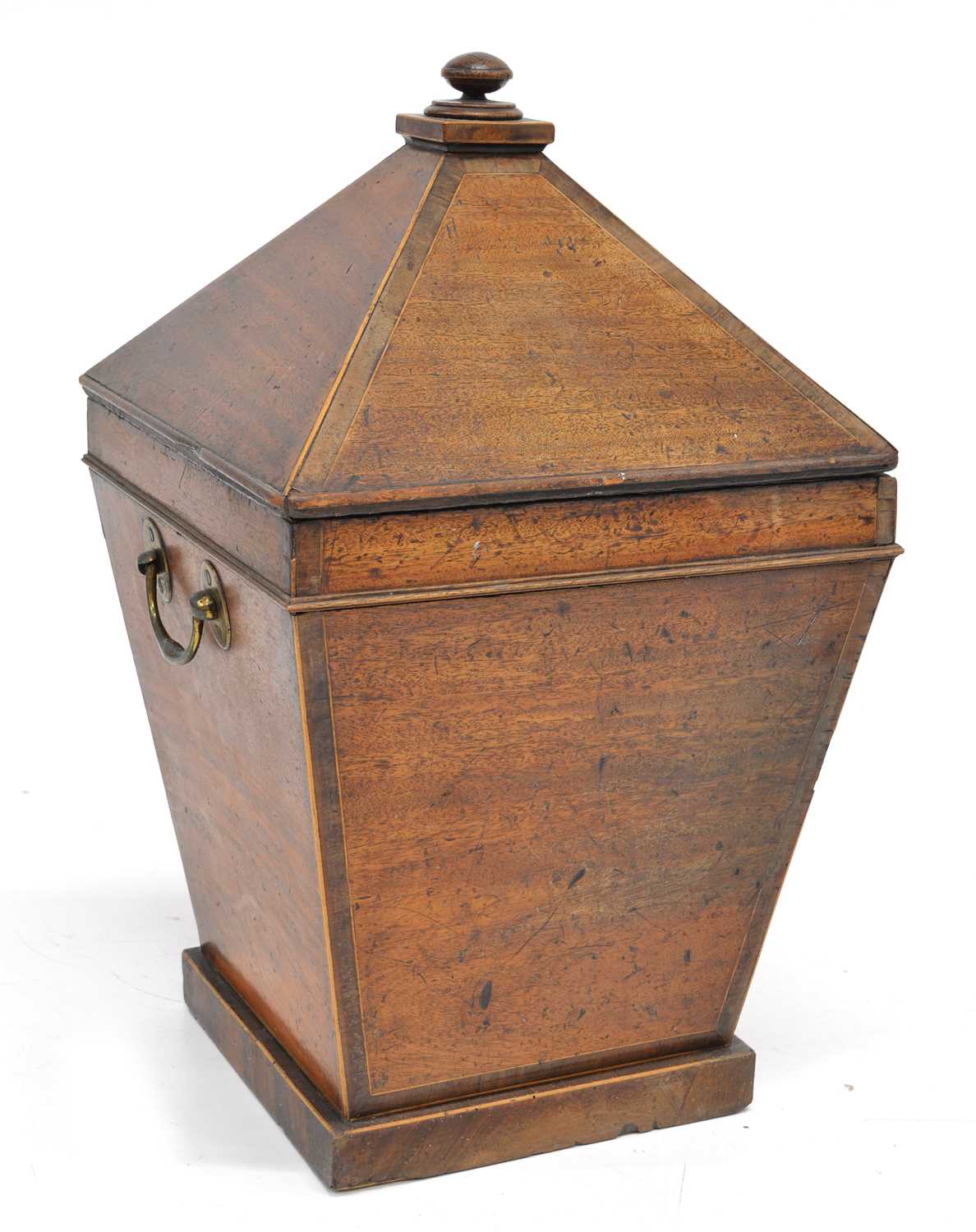 Lot 249 - Mid 19th century sarcophagus-shaped mahogany coal bin