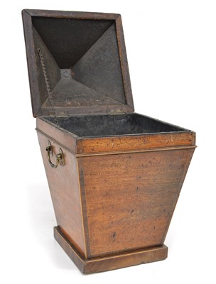 Lot 249 - Mid 19th century sarcophagus-shaped mahogany coal bin