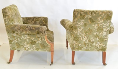 Lot 317 - A pair of Edwardian mahogany framed armchairs