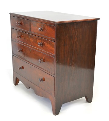 Lot 276 - George III mahogany veneered chest of drawers