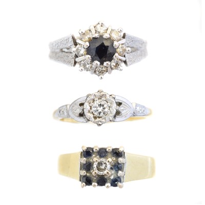 Lot 102 - Three gem-set dress rings