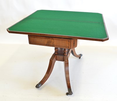 Lot 262 - Regency figured mahogany foldover card table