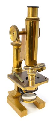 Lot 166 - R & J Beck lacquered Brass Microscope.