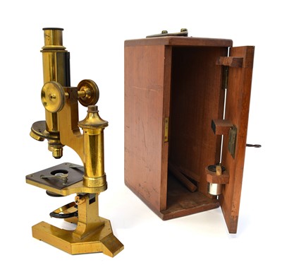 Lot 166 - R & J Beck lacquered Brass Microscope.