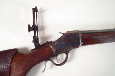 Lot 178 - Uberti high wall .38-55 rifle and loading accessories. LICENCE REQUIRED