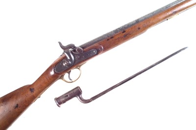 Lot 54 - British Pattern 1840 .620 percussion Constabulary carbine and bayonet
