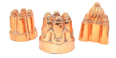 Lot 224 - Collection of three copper jelly moulds