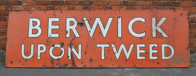 Lot 15 - Large 'Berwick Upon Tweed' Enamel Sign