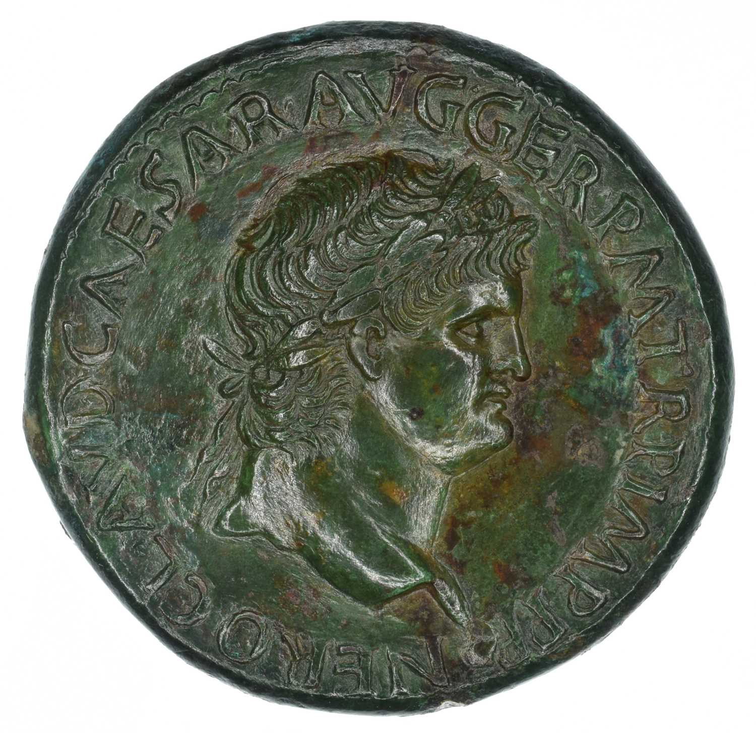 Lot 4 - Nero Æ Sestertius. Lugdunum, circa AD 65.