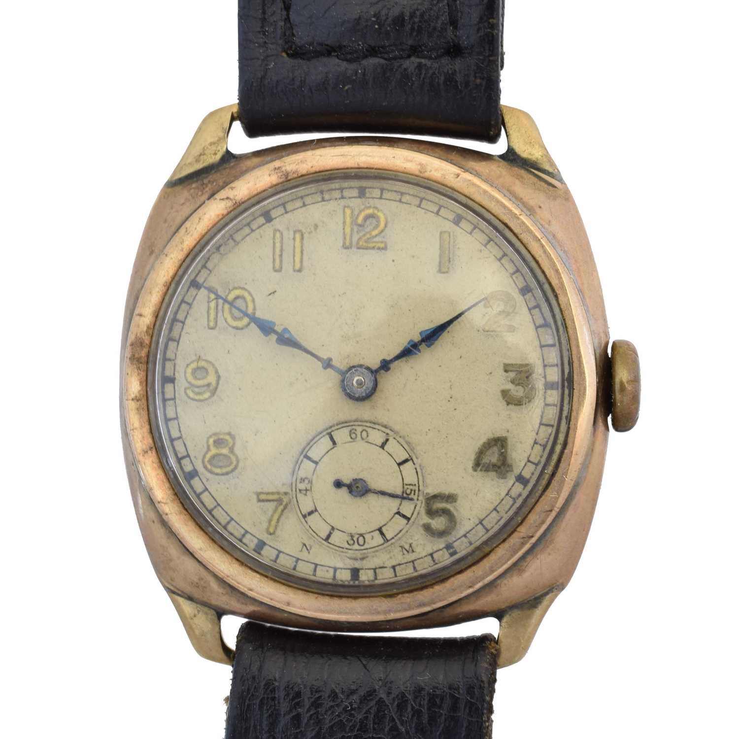Lot 50 - A 9ct gold cased Visible wristwatch