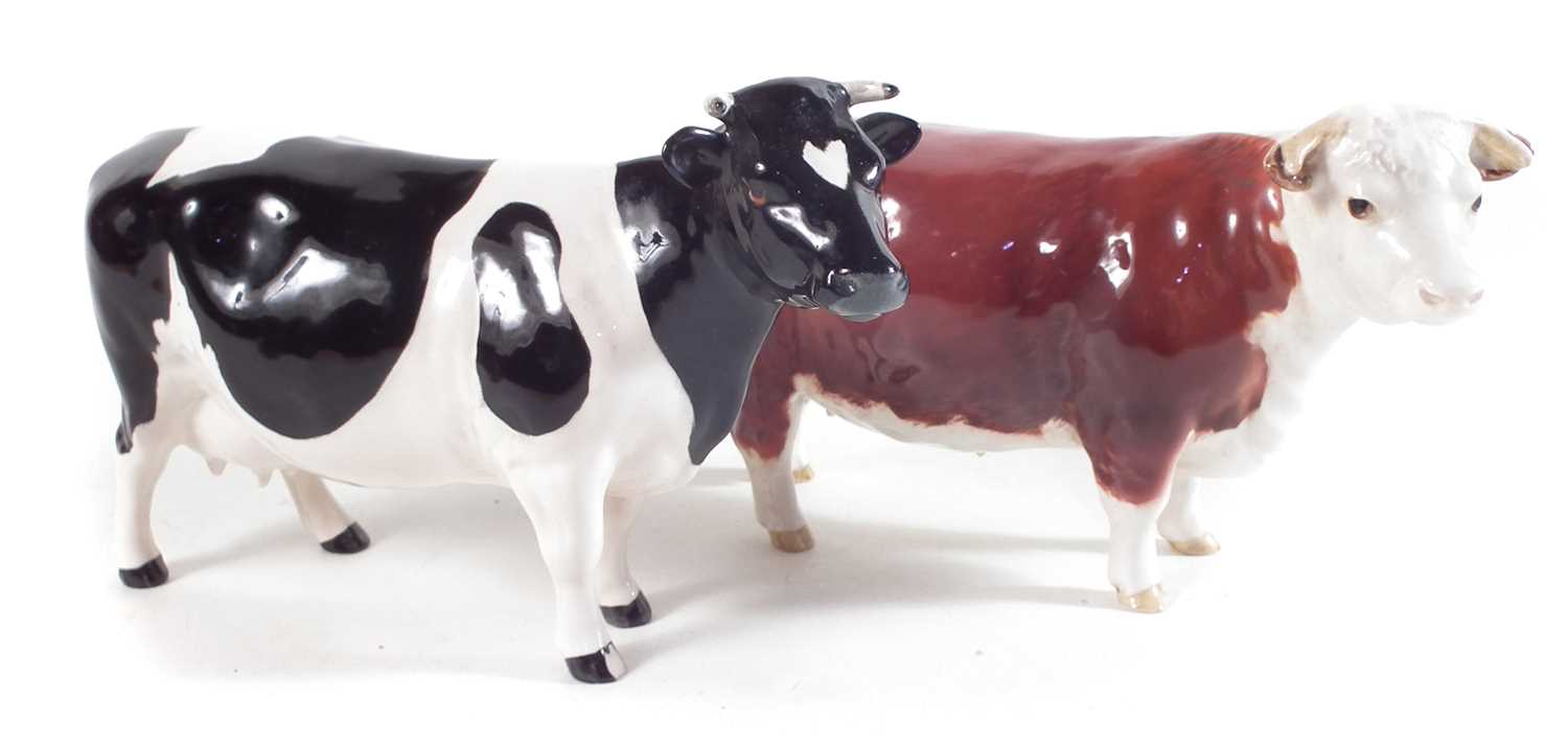 Lot 126 - Beswick Hereford cow and a Friesian cow.