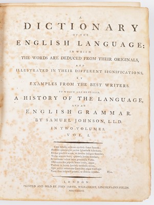 Lot 76 - Samuel Johnson, A Dictionary of the English Language, in two volumes.