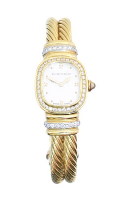 Lot 135 - A David Yurman 18ct gold diamond bangle watch