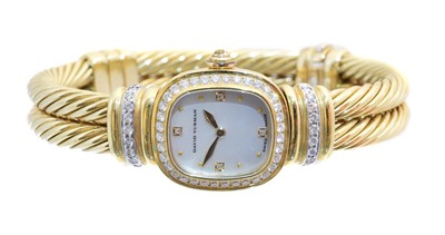 Lot 135 - A David Yurman 18ct gold diamond bangle watch