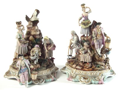 Lot 153 - Two large Dresden figure groups