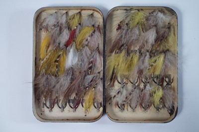 Lot 178 - Thirty eight eagle gut eye Salmon flies in Malloch box SEE EXTRA IMAGES UPLOADED.