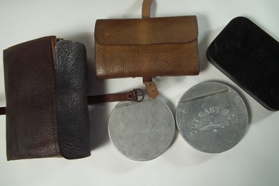 Lot 181 - Fine leather bound trout creel and contents