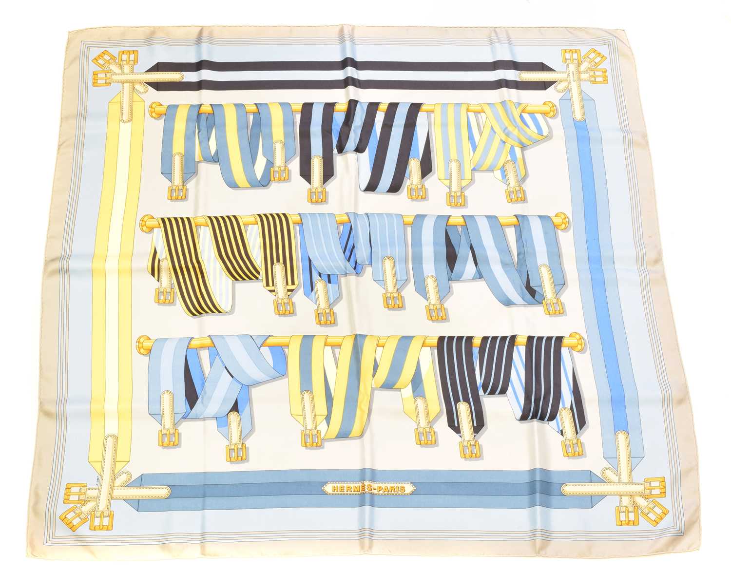 Lot 91 - A Hermès "Les Sangles" silk scarf by J. Metz