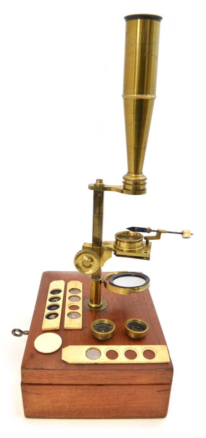Lot 196 - Lacquered Brass Portable Compound Microscope