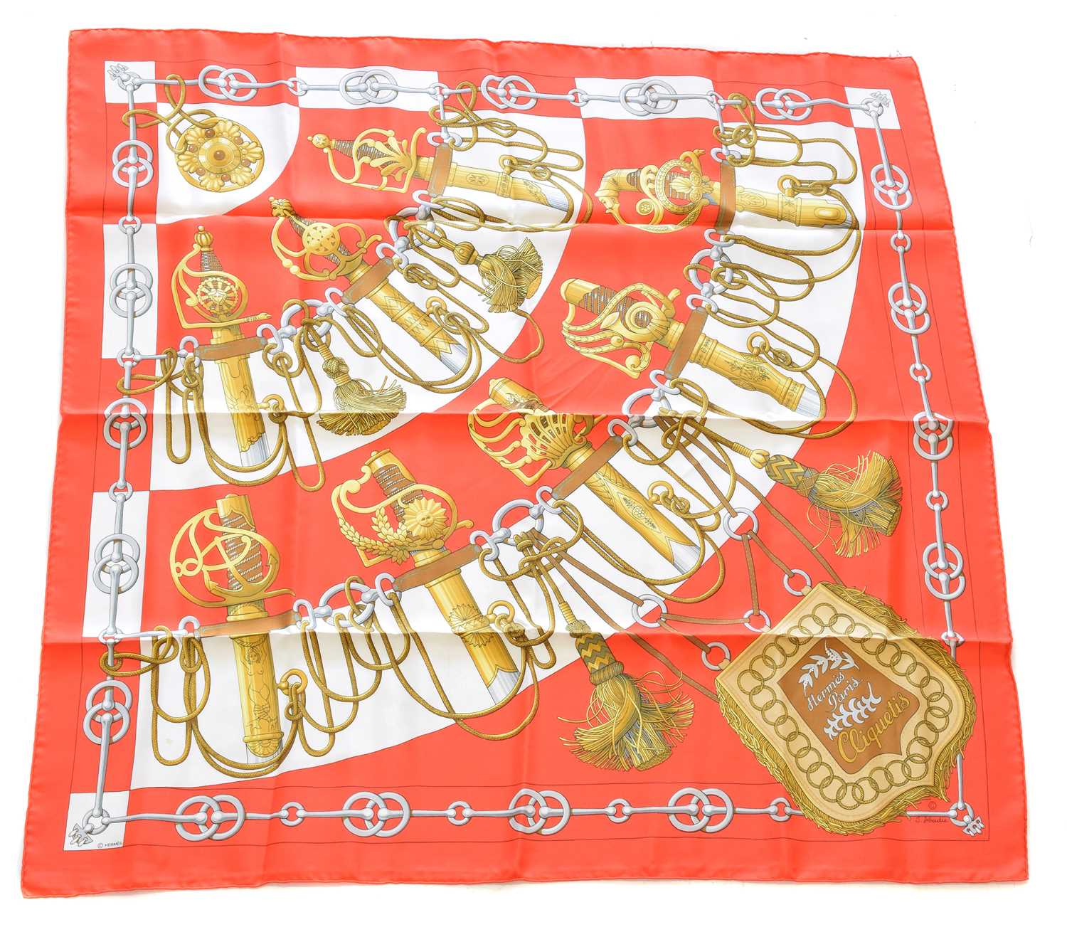 Lot 161 - A Hermès "Cliquetis" silk scarf by Julia Abadie