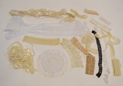 Lot 210 - A Collection of fine needle lace along with a number of crochet pattern books