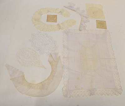 Lot 210 - A Collection of fine needle lace along with a number of crochet pattern books