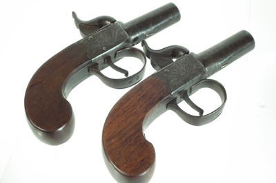 Lot 2 - Pair of double barrel percussion Howda pistols