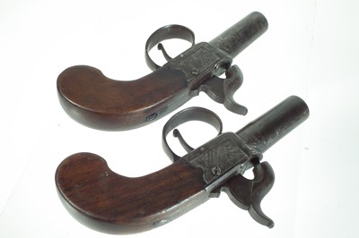 Lot 2 - Pair of double barrel percussion Howda pistols