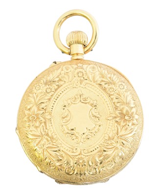 Lot 155 - An early 20th century 18ct gold half hunter fob watch