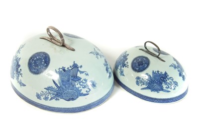 Lot 151 - Two Chinese porcelain meat covers