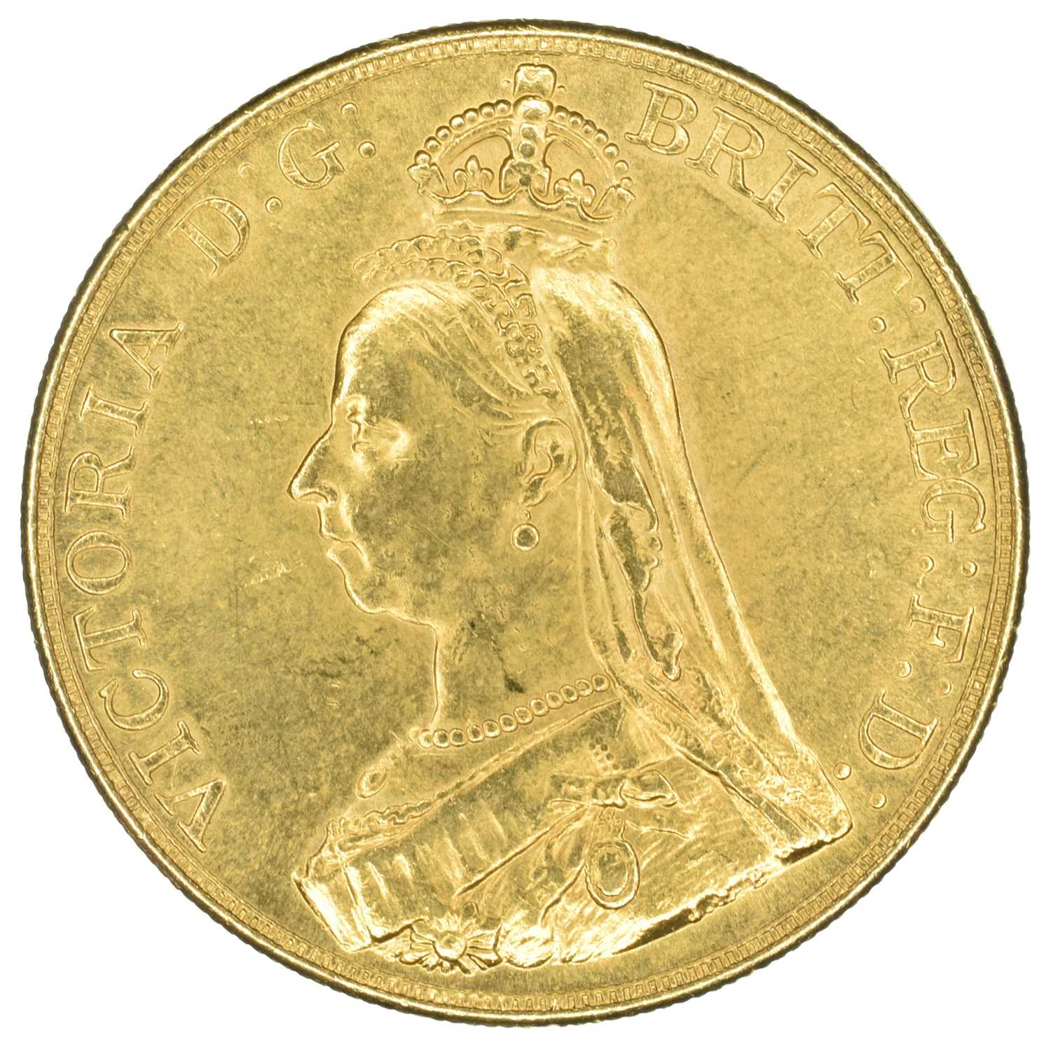 Lot 18 - Queen Victoria, Five Pounds, 1887, jeweller's copy.