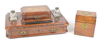 Lot 199 - Victorian inkstand and mid 19th century tea caddy