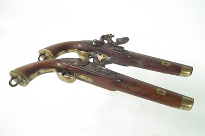 Lot 4 - Pair of Belgian flintlock belt pistols
