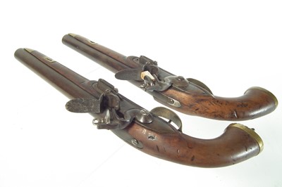 Lot 4 - Pair of Belgian flintlock belt pistols