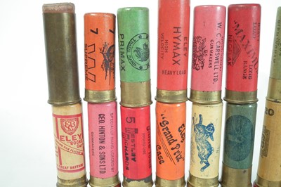 Lot 321 - Twenty six vintage English provincial shotgun cartridges LICENCE REQUIRED