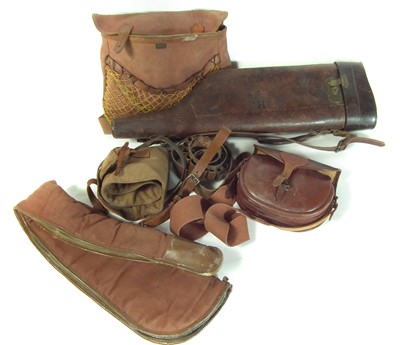 Lot 337 - Leather leg of mutton case and related items