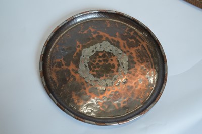 Lot 205 - Arts & Crafts Copper to include a Hugh Wallis Silvered Tray