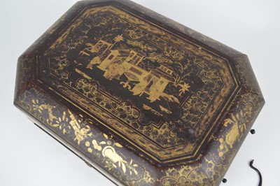 Lot 200 - Early 19th-century Anglo Chinese black lacquered sewing box