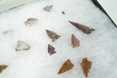 Lot 482 - Cased collection of twenty one flint arrow heads