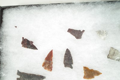 Lot 482 - Cased collection of twenty one flint arrow heads