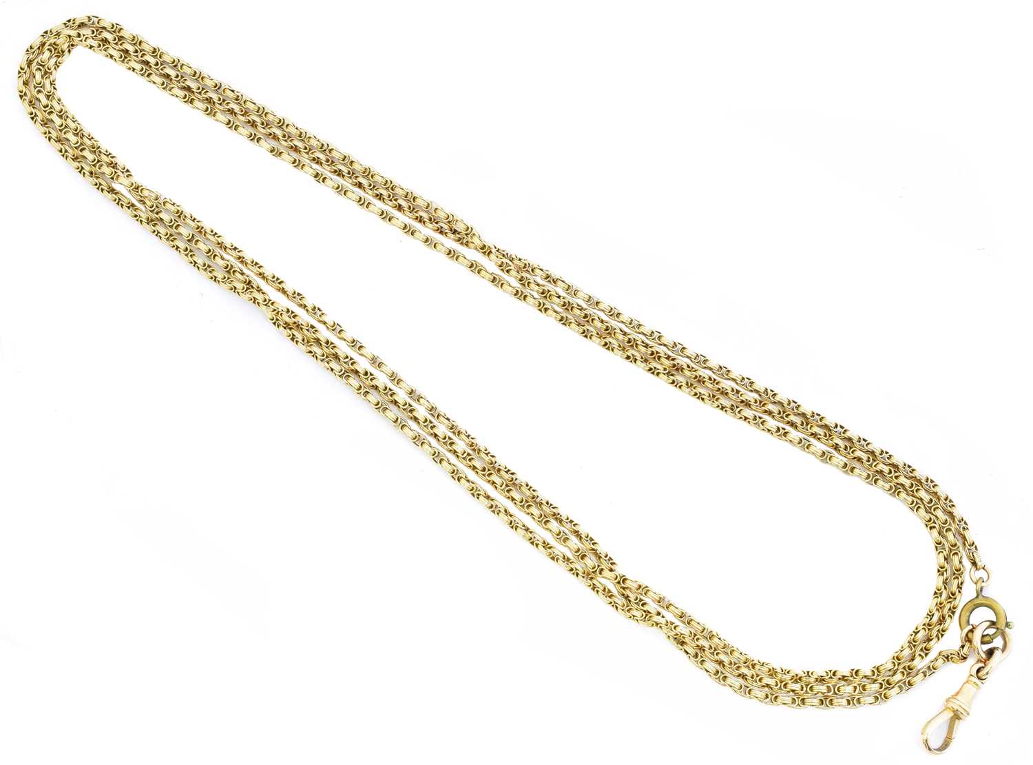 Lot 64 - An early 20th century 15ct gold longuard chain