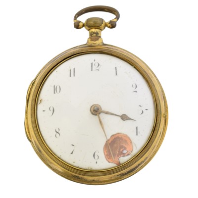 Lot 154 - A Georgian gold plated pair cased pocket watch