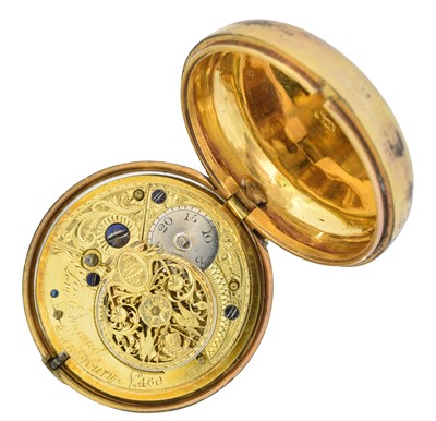 Lot 154 - A Georgian gold plated pair cased pocket watch