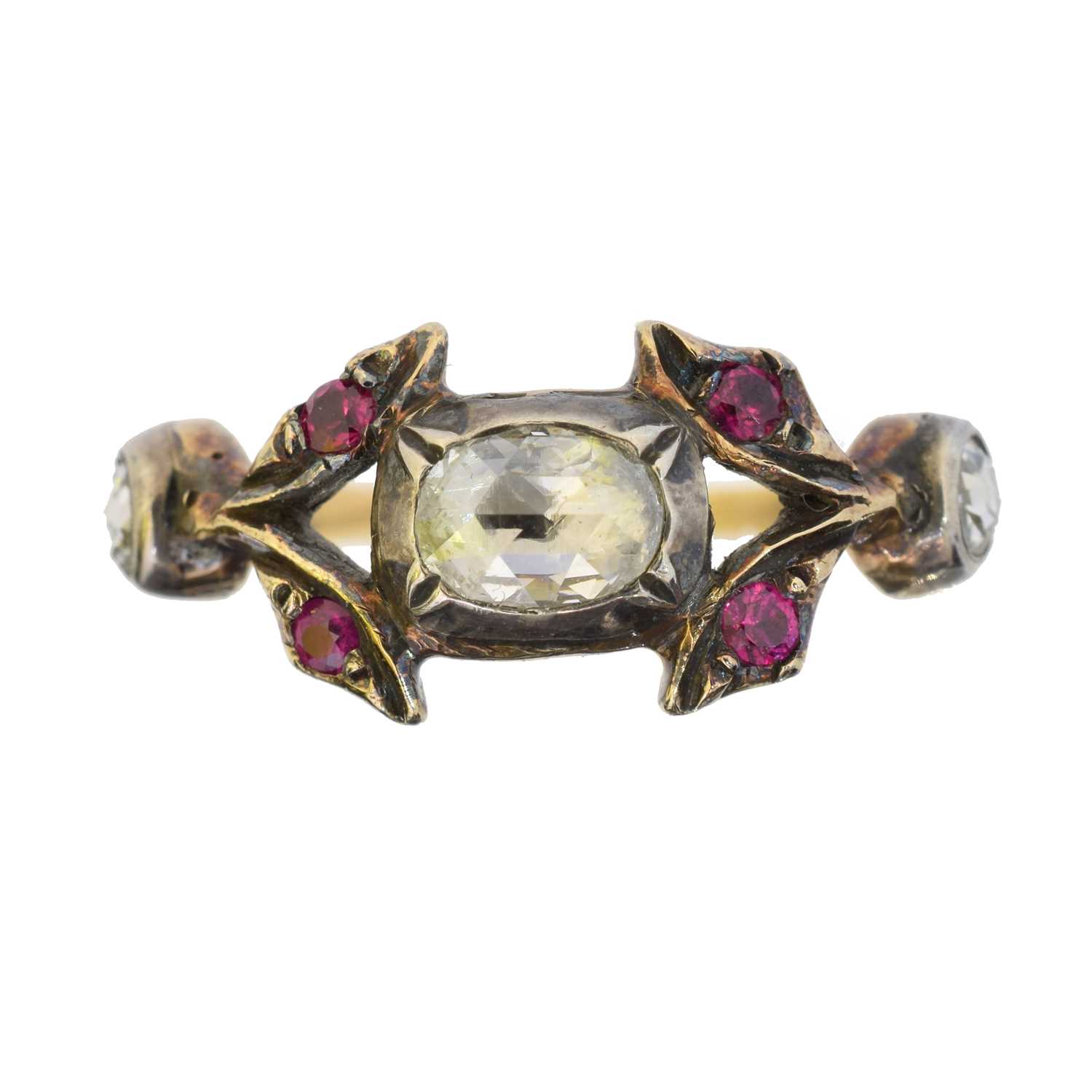 Lot 78 - A diamond and ruby dress ring