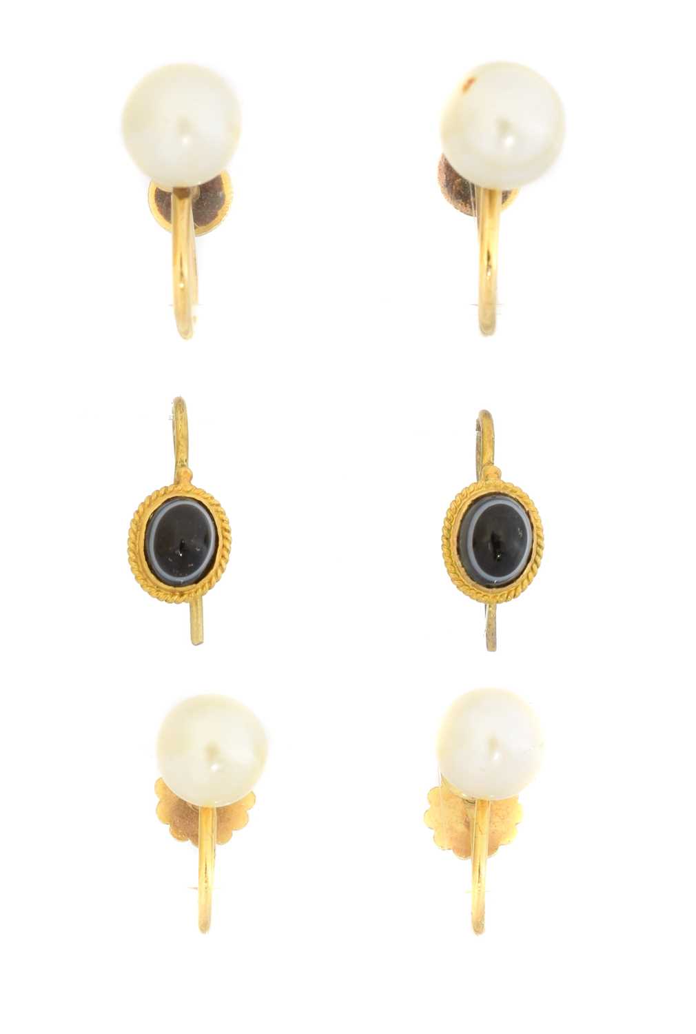 Lot 13 - Three pairs of gem-set earrings