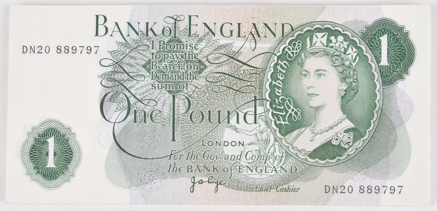 Lot 77 - Thirty-six Bank of England consecutive One Pound banknotes, J.B. Page, UNC.